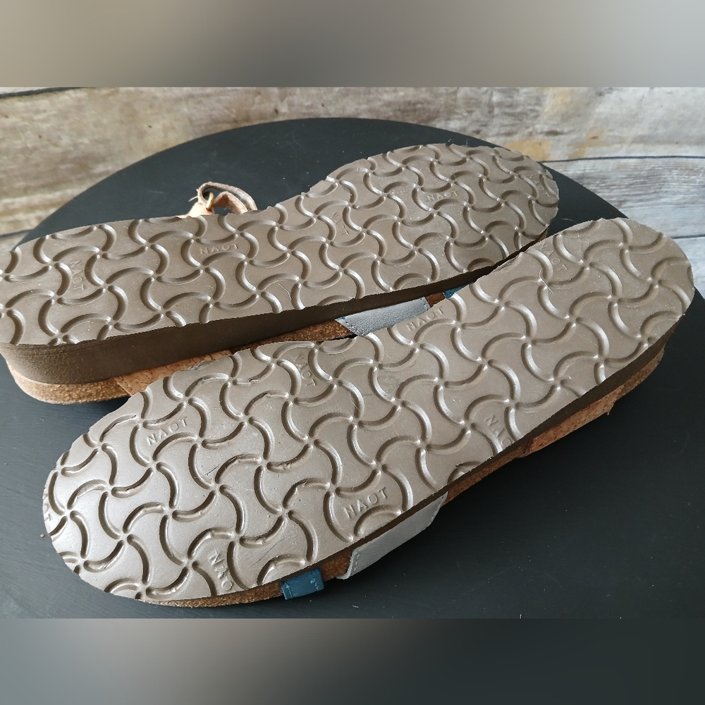 Naot Cork and Blue leather, strappy Sandals - Picture 8 of 8